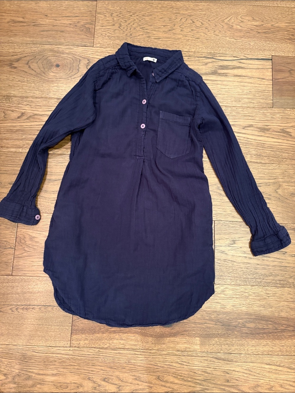 Sundry Navy Blue Long Sleeve Shirt Dress